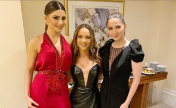 Actress Urvashi Rautela Makes A Thumbs Up Gesture with President of Miss Universe Paula Shugart in Temperley London dress worth Rs 3 Lakh Actress Urvashi Rautela Makes A Thumbs Up Gesture with President of Miss Universe Paula Shugart in Temperley London dress worth Rs 3 Lakh