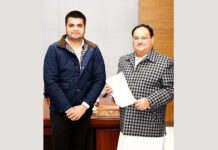Recently appointed Chairman of GCNI Shubham Chaudhary meets BJP National President JP NADDA